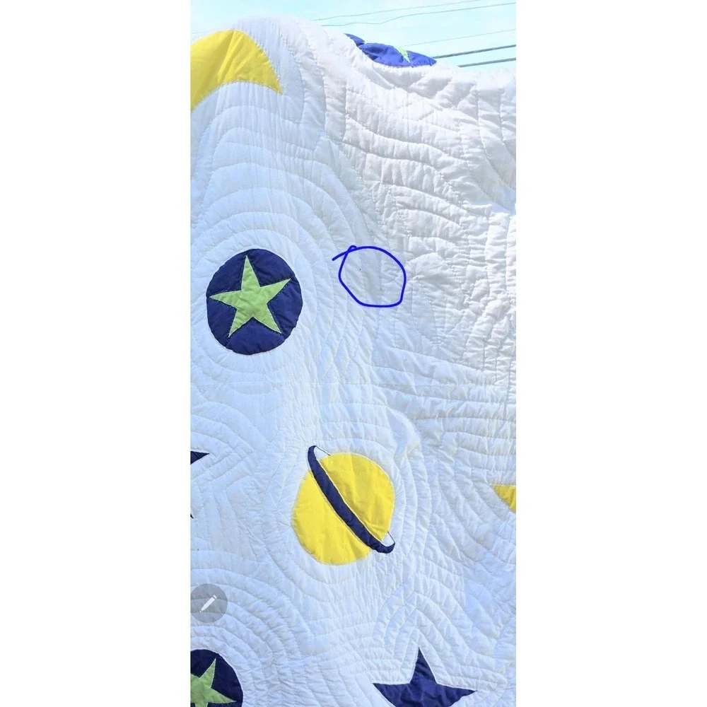 Handmade Bright Celestial Quilt Wholecloth Applique 84